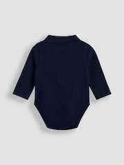 JoJo Maman Bébé Navy Blue 2-Pack Plain Long Sleeve Polo Shirt Bodies - Image 3 of 6