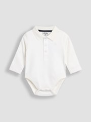 JoJo Maman Bébé Navy Blue 2-Pack Plain Long Sleeve Polo Shirt Bodies - Image 4 of 6