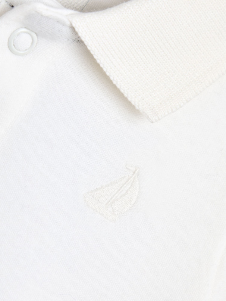 JoJo Maman Bébé Navy Blue 2-Pack Plain Long Sleeve Polo Shirt Bodies - Image 6 of 6