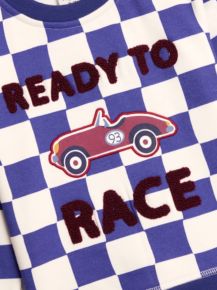JoJo Maman Bébé Blue Ready to Race Appliqué Sweatshirt - Image 3 of 3 JoJo Maman Bébé Blue Ready to Race Appliqué Sweatshirt - Image 3 of 3