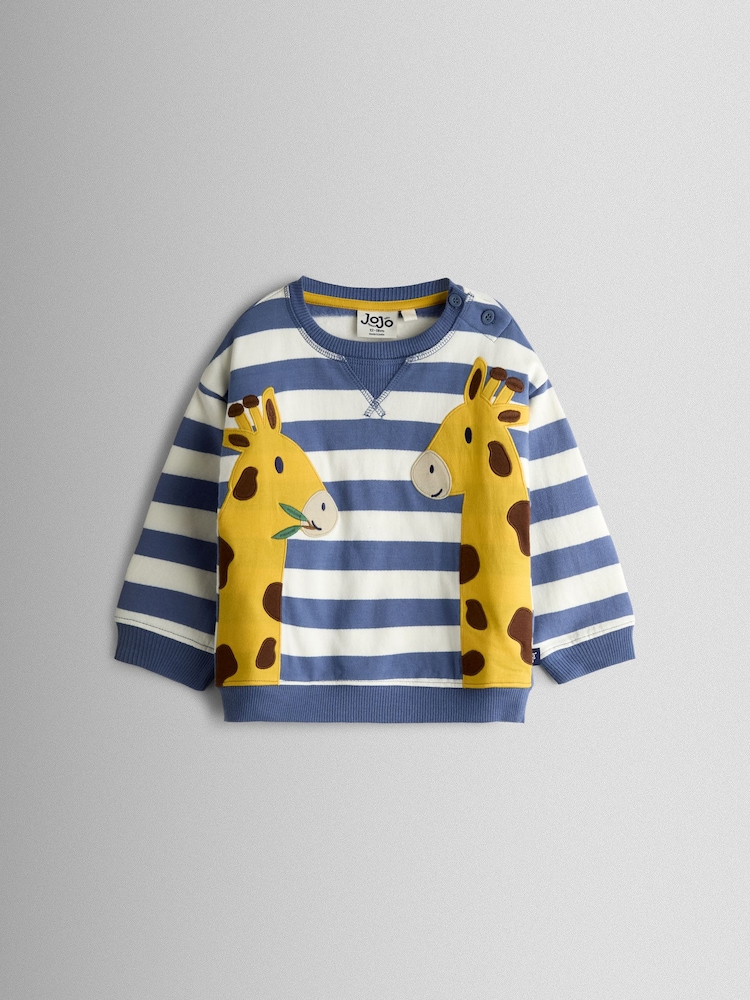 Indigo Albastru girafă - JoJo Maman Bébé Applique Sweatshirt - Imaginea 1 din 3