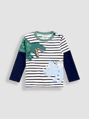 JoJo Maman Bébé Light Blue Mock Sleeve Appliqué Top - Image 1 of 3