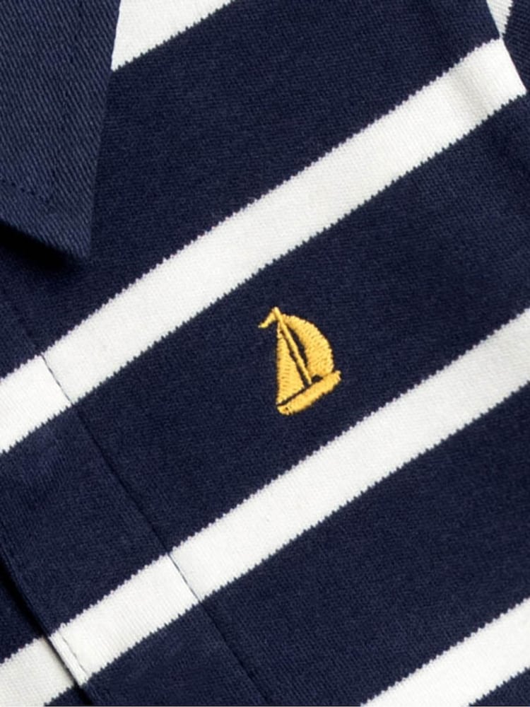 JoJo Maman Bébé Navy Blue Classic Stripe Rugby Top - Image 2 of 3