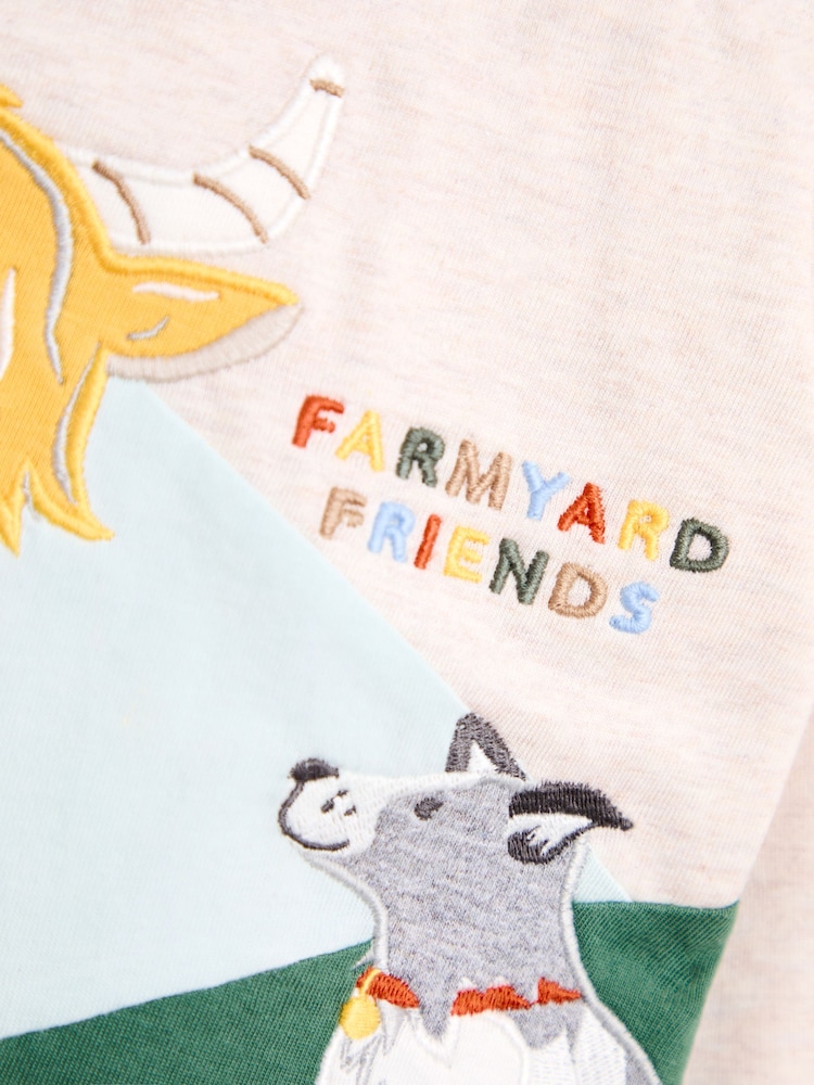 JoJo Maman Bébé Natural Highland Cow Appliqué Scene Top - Image 3 of 3 JoJo Maman Bébé Natural Highland Cow Appliqué Scene Top - Image 3 of 3