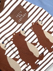 JoJo Maman Bébé Brown Bear Appliqué & Embroidered Pocket Top - Image 2 of 3
