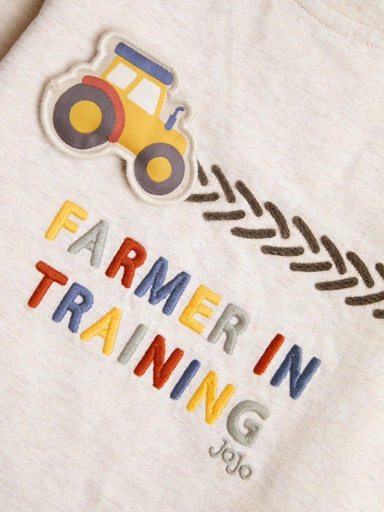 JoJo Maman Bébé Natural Tractor Interactive Appliqué Top - Image 6 of 6 JoJo Maman Bébé Natural Tractor Interactive Appliqué Top - Image 6 of 6