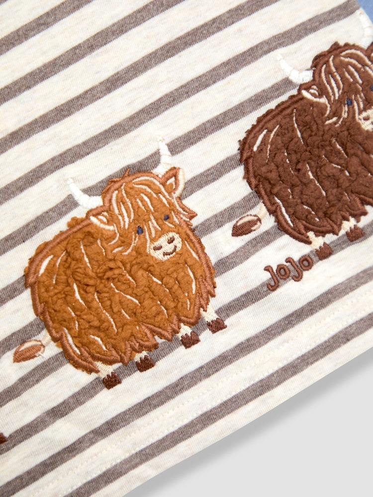 modra Highland Cow - Majica z našitkom in izvezenim žepom JoJo Maman Bébé - Slika 2 iz 4