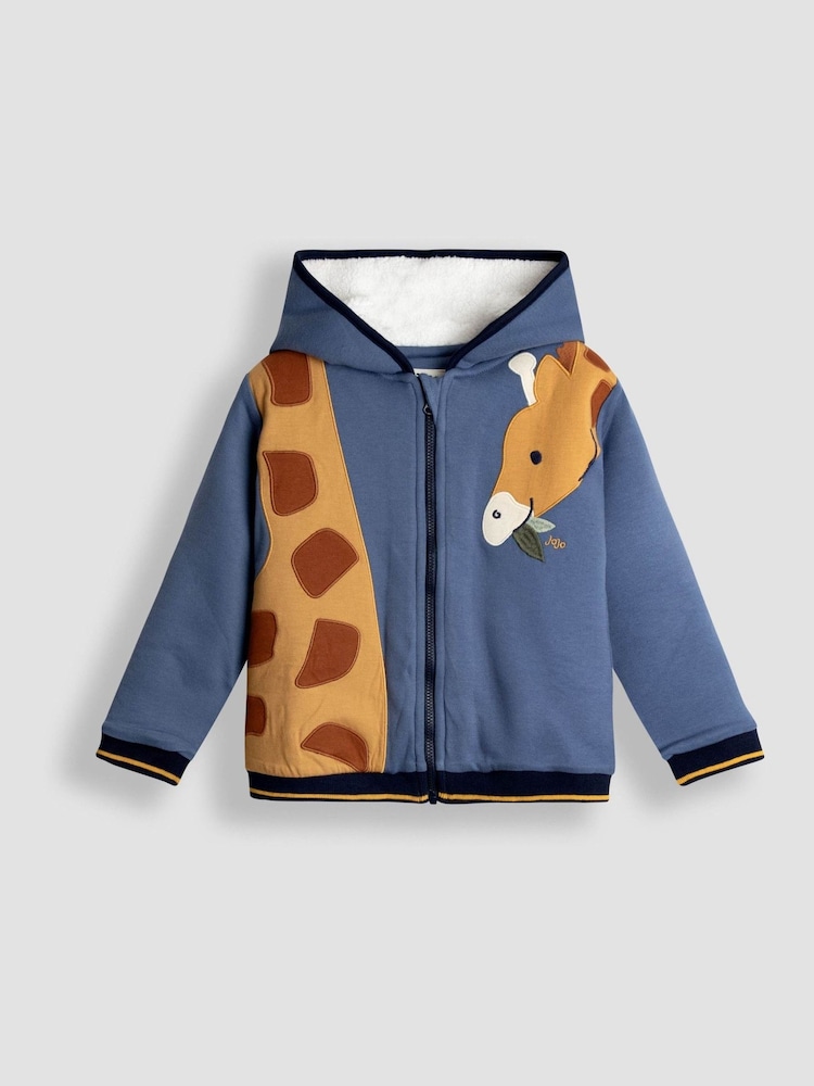 JoJo Maman Bébé Blue Giraffe Cosy Hoodie - Image 1 of 3