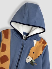 JoJo Maman Bébé Blue Giraffe Cosy Hoodie - Image 3 of 3