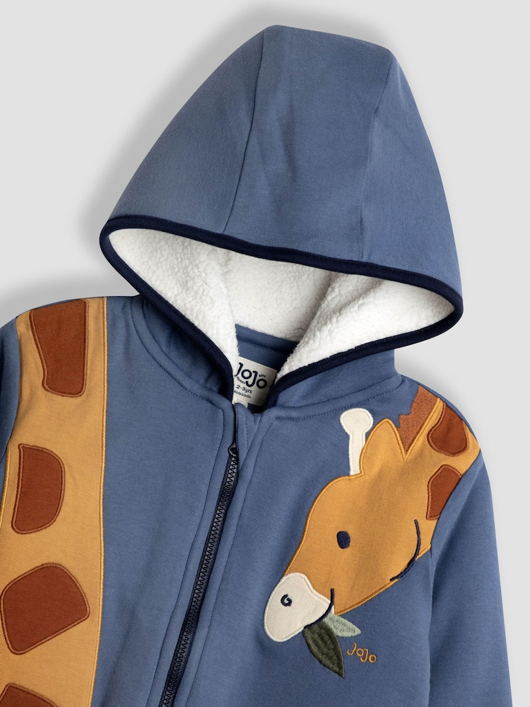 JoJo Maman Bébé Blue Giraffe Cosy Hoodie - Image 3 of 3
