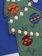 JoJo Maman Bébé Blue Snail Christmas Scene Appliqué Top - Image 5 of 5