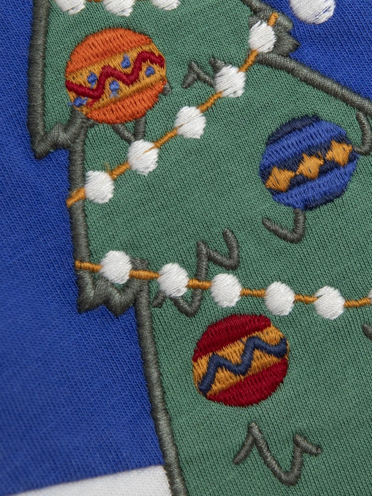 JoJo Maman Bébé Blue Snail Christmas Scene Appliqué Top - Image 5 of 5