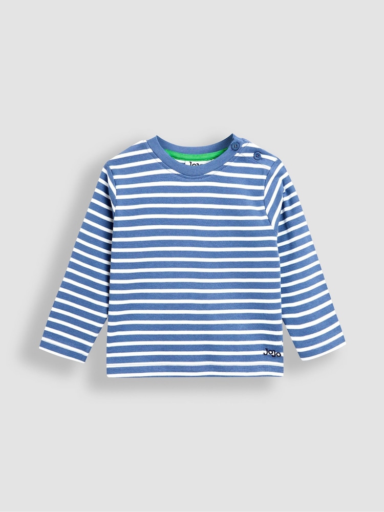 Jojo Maman Bébé Blue Classic Stripe Top - Image 1 of 3