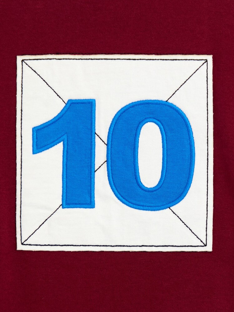 JoJo Maman Bébé Burgundy Red Appliqué Badge Rugby Top - Image 4 of 4