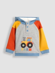 JoJo Maman Bébé Grey Appliqué Hooded Sweatshirt - Image 1 of 4