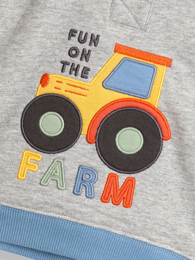 JoJo Maman Bébé Grey Tractor Appliqué Hooded Sweatshirt - Image 4 of 4 JoJo Maman Bébé Grey Tractor Appliqué Hooded Sweatshirt - Image 4 of 4