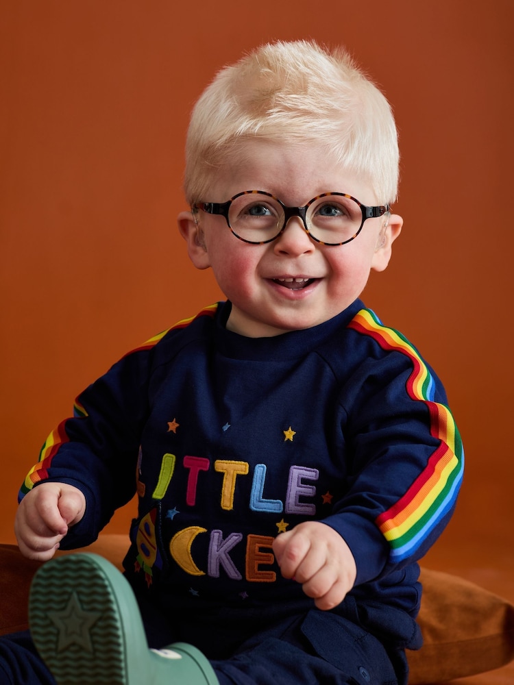 JoJo Maman Bébé Navy Blue Rocket Rainbow Trim Appliqué Top - Image 2 of 6 JoJo Maman Bébé Navy Blue Rocket Rainbow Trim Appliqué Top - Image 2 of 6