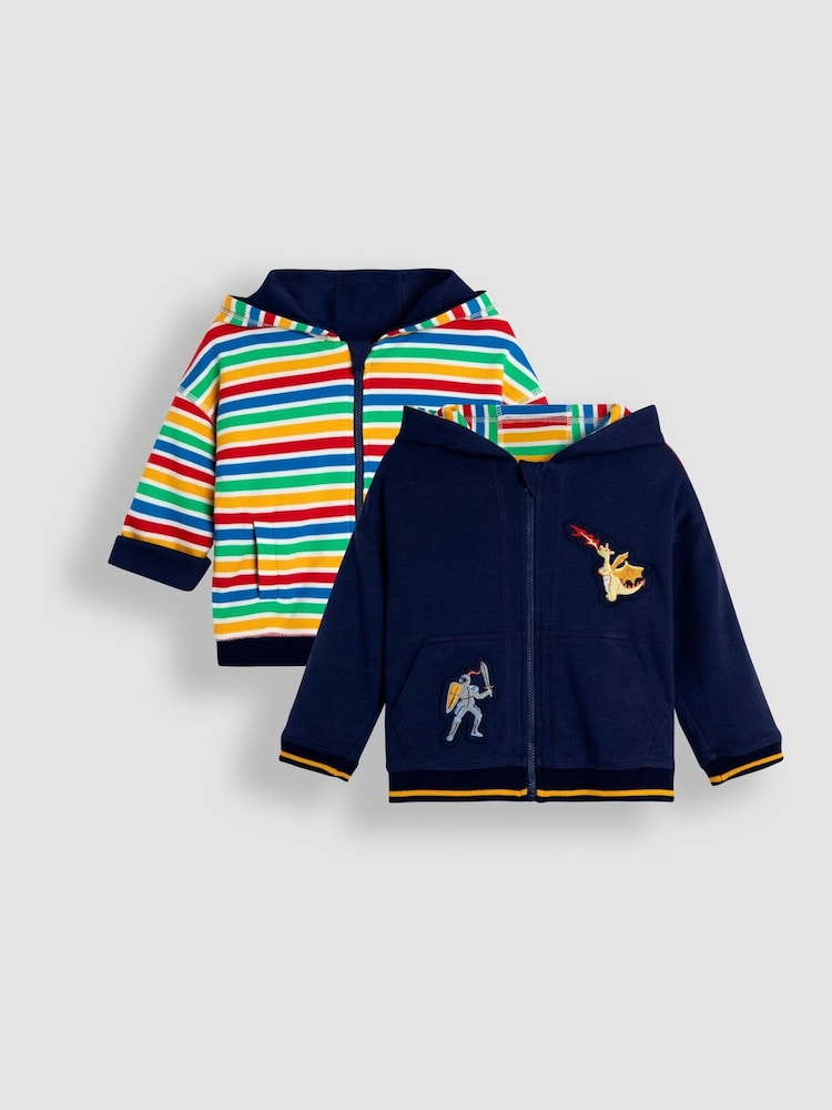 JoJo Maman Bébé Navy Blue Dragon Appliqué Hoodie - Image 1 of 10 JoJo Maman Bébé Navy Blue Dragon Appliqué Hoodie - Image 1 of 10