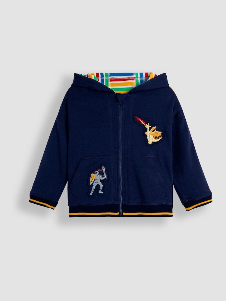 JoJo Maman Bébé Navy Blue Dragon Appliqué Hoodie - Image 2 of 10 JoJo Maman Bébé Navy Blue Dragon Appliqué Hoodie - Image 2 of 10