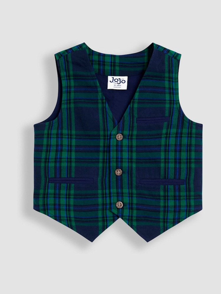 JoJo Maman Bébé Navy Blue 3-Piece Bow Tie Waistcoat & Shirt Set - Image 2 of 6