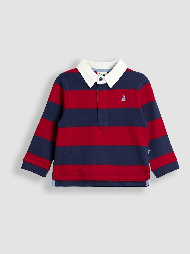 JoJo Maman Bébé Light Red Classic Stripe Rugby Top - Image 1 of 3 JoJo Maman Bébé Light Red Classic Stripe Rugby Top - Image 1 of 3