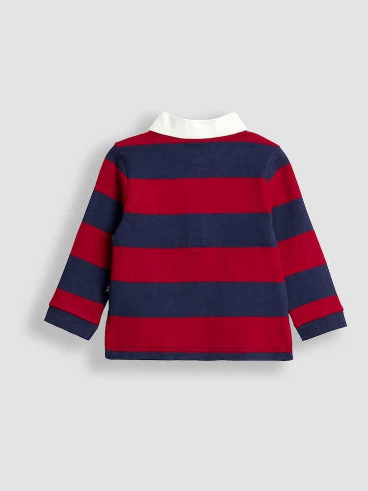 JoJo Maman Bébé Light Red Classic Stripe Rugby Top - Image 2 of 3