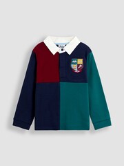 JoJo Maman Bébé Navy Appliqué Badge Rugby Top - Image 1 of 4