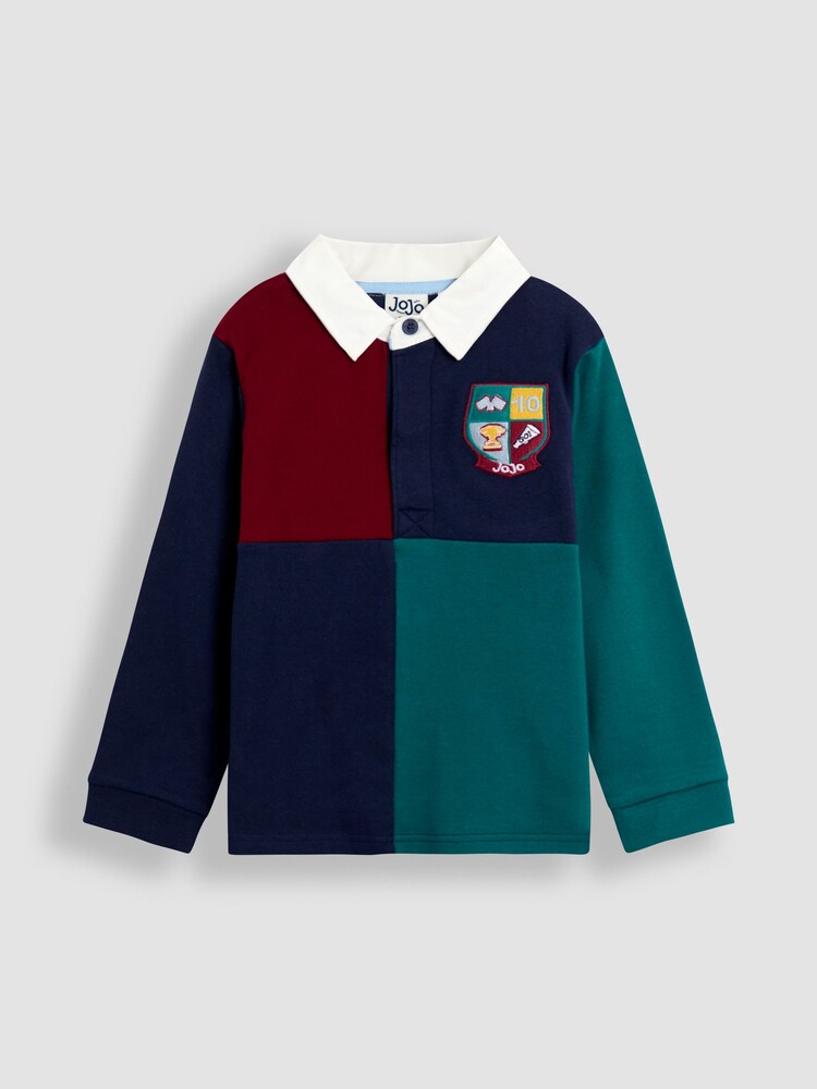 JoJo Maman Bébé Navy Appliqué Badge Rugby Top - Image 1 of 4