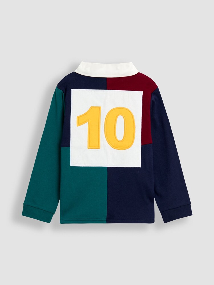 JoJo Maman Bébé Navy Appliqué Badge Rugby Top - Image 2 of 4