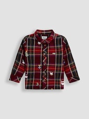 JoJo Maman Bébé Red Embroidered Check Christmas Shirt - Image 1 of 4
