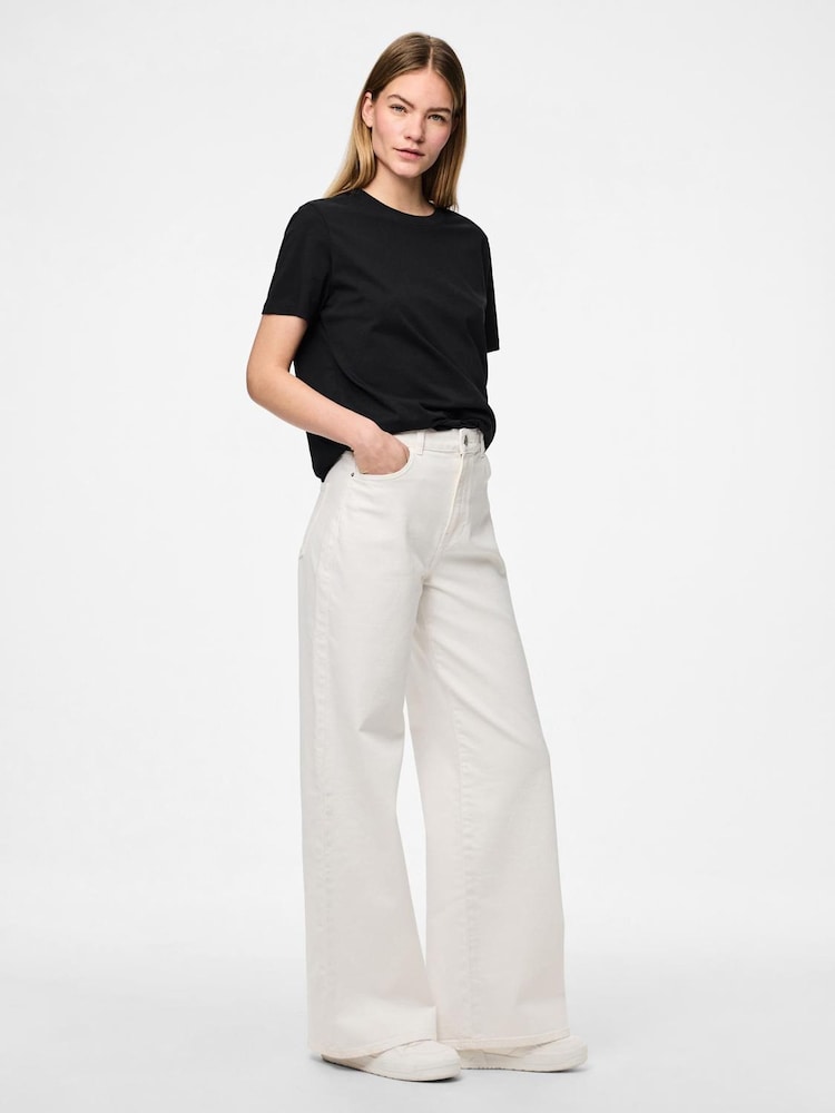 PIECES White High Waist Wide Leg Jeans - Image 2 of 5
