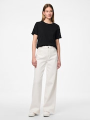 PIECES White High Waist Wide Leg Jeans - Image 3 of 5