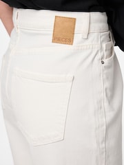 PIECES White High Waist Wide Leg Jeans - Image 5 of 5