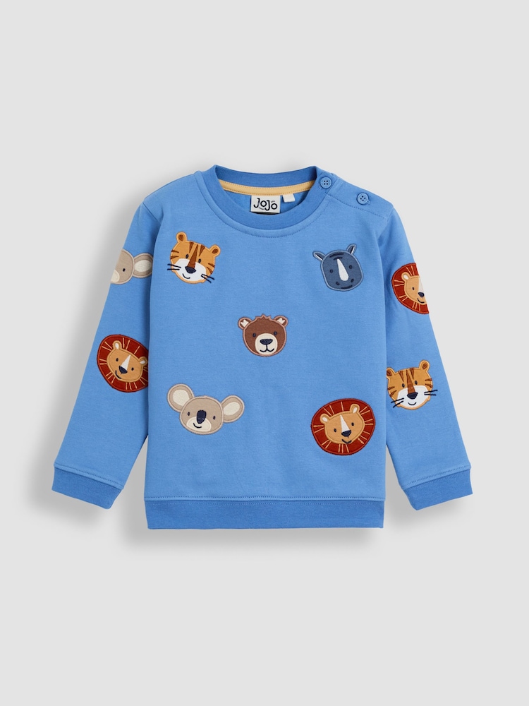 JoJo Maman Bébé Blue Appliqué Sweatshirt - Image 1 of 3