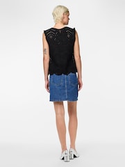 PIECES Black Sleeveless Broderie Anglaise Top - Image 4 of 6