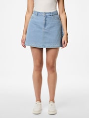 PIECES 100% Cotton A Line Denim Mini Skirt - Image 1 of 3