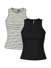 PIECES Black Jersey Vest Tops 2 Pack - Image 1 of 5