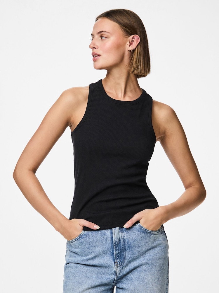 PIECES Black Jersey Vest Tops 2 Pack - Image 2 of 5