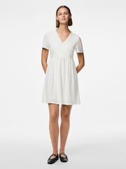 PIECES White Short Sleeve Broderie Anglaise Dress - Image 1 of 6