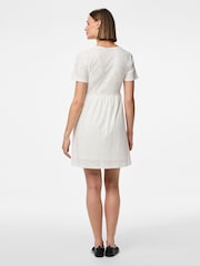 PIECES White Short Sleeve Broderie Anglaise Dress - Image 2 of 6