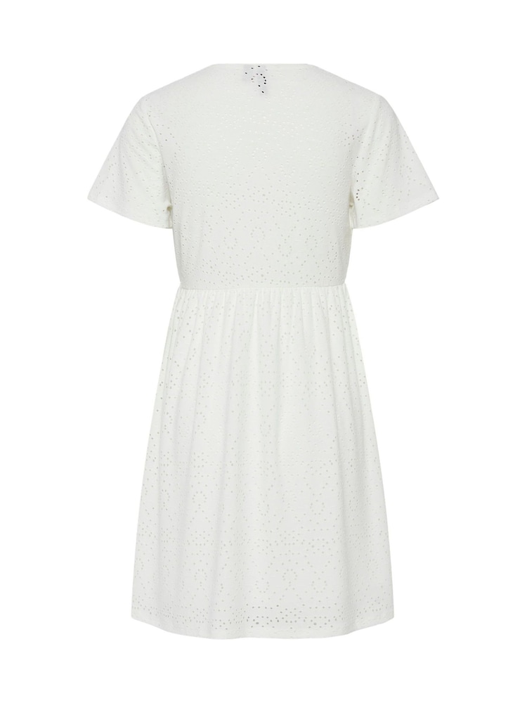 PIECES White Short Sleeve Broderie Anglaise Dress - Image 6 of 6