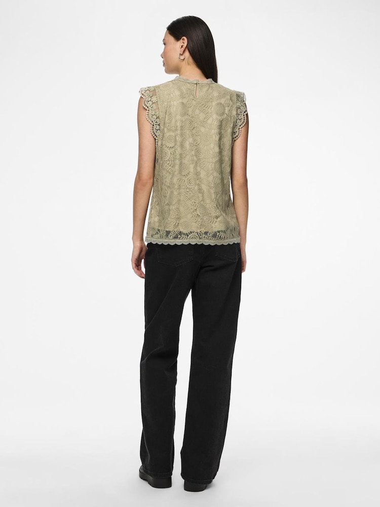 PIECES Green Lace Detail Top - Image 2 of 3