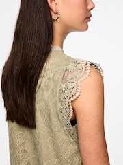 PIECES Green Lace Detail Top - Image 3 of 3