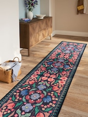 Set of 2 Blue Washable Bettie Floral Print Runner - Image 1 of 5