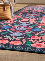 Set of 2 Blue Washable Bettie Floral Print Runner - Image 2 of 5