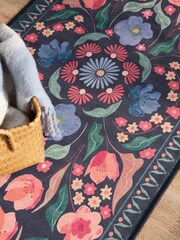 Set of 2 Blue Washable Bettie Floral Print Runner - Image 3 of 5