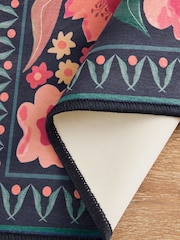 Set of 2 Blue Washable Bettie Floral Print Runner - Image 4 of 5