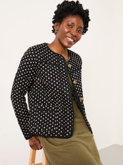 FatFace Mia Black Geo Quilted Jacket - Image 3 of 6