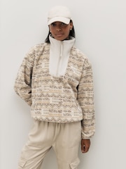 Columbia Sequoia Grove Printed Half Zip Brown Fleece - Image 1 of 4