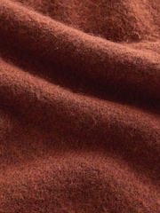 Rust Brown Plain Relaxed Fit Cosy Zip Through Collared Cardigan with Wool - Image 8 of 8